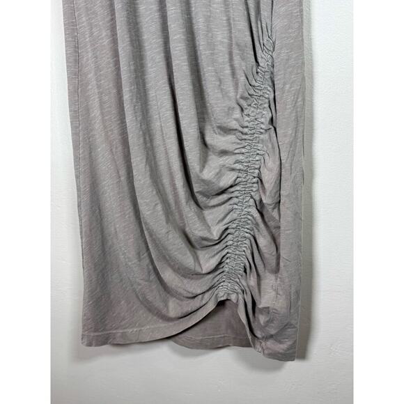 Sundry Short Tan Neutral T Shirt Dress Large jersey knit Stretch Ruching Crew - Picture 5 of 11